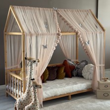 Miniden Camel Montessori Yatak Cibinliği Çift Perdeli Tül Gölgeliği 200x360 cm Özellikli Tasarım