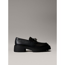Calvin Klein Kadın Deri Kalın Burunlu Siyah Loafer