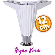 Badem10 Mobilya Kanepe Masa Ayağı Beyaz-Krom 12 cm Yükseklik Modern Tasarım
