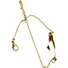 Zaytoon Filistin Haritası Içinde Bayrağı Paslanmaz Gold Kaplamlı Bileklik A300055