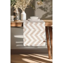 Hamur Punch Yıkanabilir Sofra, Masa, Salon, Mutfak ve Sehpa Masa Runner Line Bej