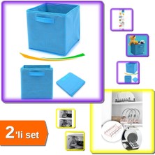 Hereveoyuncak Mavi Çok Amaçlı Dolap Içi Düzenleyici Kutu + 6 Bölmeli Tencere Kapağı Rafı Organizeri - 2li Set J4K9