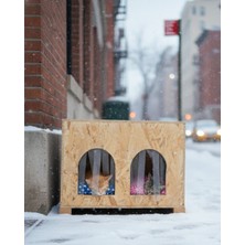 Reyo Kedi Evi Dış Ortam Uygun Ahşap Kedi Evi Double Osb Minderli 61x41x36 cm - CAT51M