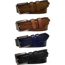 Natural Shoes Erkek Düz Klasik 3.5 cm Kemer 4 Lü Set