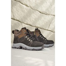 Rakerplus Hakiki Deri Kahverengi Fermuarlı Trekking Çocuk Bot