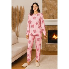 Remsa Kadın Kalp Desenli Comfort Pijama Takımı 0509 Pembe