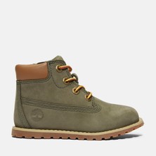 Timberland Pokey Pine Mıd Lace Up Wıth Zıp Boot Çocuk Haki Bot TB1A1VOSA581