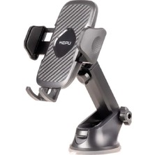 Hepu HP-A21 Uzun Kollu Araç Içi Telefon Tutucu – Karbon Desenli Gövde + Vantuz Taban (Cam & Torpido Uyumlu)