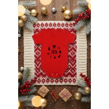 Messido Yılbaşı Temalı Baskılı Kırmızı Bebek Body (%100 Pamuk)