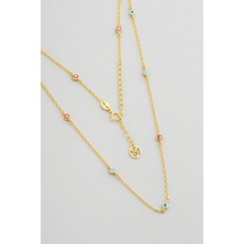 So CHIC Minimal Nazar 18 Ayar Sarı Altın Kaplama 43 Cm Gümüş Kolye