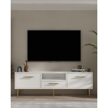 Demonte Decor 1330DROPDD-128 Tv Sehpası BEYAZ-ALTIN
