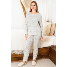 Remsa Kadın Yıldız Desen Suprem Pijama Takımı 0465 GRI05