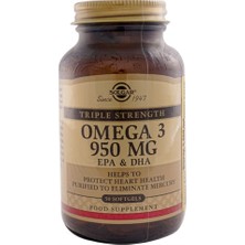 Solgar Omega 3 950 Mg 50 Yumuşak Jelatin Kapsül Yetişkinler İçin Kalp ve Beyin Fonksiyonlarına Katkı