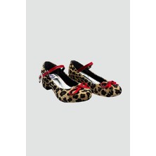 Star Pearl Kids Kız Çocuk Leopar Kırmızı Topuklu