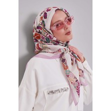 Lêvi D'or Pembe Çiçek Yaprak Desen Aura Eşarp