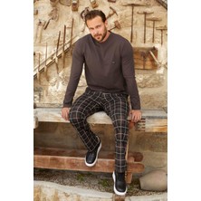 Erkek Aydoğan Jakar Uzun Kol Pijama Takımı 3384 KAHVERENGI01