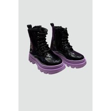Star Pearl Kids Kız Çocuk Lila-Siyah Parlak Bot