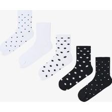 Penti Siyah Beyaz Relax Dotted 5li Soket Çorap