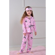 Pistyle Kız Çocuk Kuromi Desenli Pembe Renki Uyku Bantlı Pijama Takımı