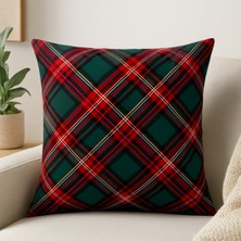 Empressco Renkli Ekoseli Yılbaşı Kırlent Kılıfı 43X43 Cm, Dekoratif Noel Yastığı