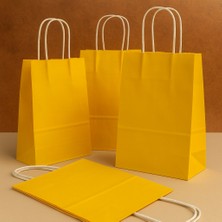 Orbak Kağıtçılık Sarı Renkli Kraft Kağıt Çanta 18X8X24 cm – 5’li Paket | Hediye Poşeti & Hediye Paketi