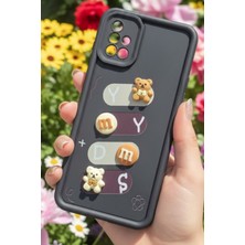 As Mobile Samsung Galaxy A71 4g Uyumlu Kılıf Siyah Renk Ayıcık Figürlü 3D Kamera Korumalı Darbe Emici Yumuşak Silikon Kapak