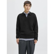 Jack & Jones Jjsoho Ollıe Knıt Splıt Neck Ln Yakalı Kazak