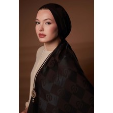 Lêvi D'or Koyu Kahve Kare LVD Baskılı Naia Jakar Şal