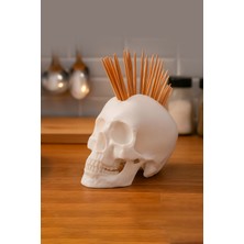 Alvina Atölye Punk Tarzı Kafatası Kürdanlık – Dekoratif Masa Üstü Kürdan Tutucu - Bioplastik