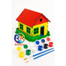 Empressco Renkli Ahşap Oyuncak Ev ve Yapboz Seti, Eğlenceli Boyama Deneyimi