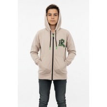 New Kids Kapüşonlu Fermuarlı Yandan Cepli Baskılı %100 Pamuk 2 Iplik Mevsimlik Erkek Çocuk Sweatshirt