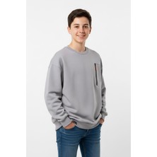 New Kids Bisiklet Yaka Cep Fermuar Detaylı Erkek Çocuk Sweatshirt