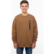 New Kids Bisiklet Yaka Cep Fermuar Detaylı Erkek Çocuk Sweatshirt