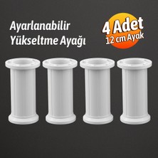 Badem10 Ayarlanabilir 4 Adet 12 cm Beyaz Plastik Ayak Dolap Mobilya Tezgah Yükseltici Yükseltme Ayağı