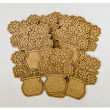 Empressco Kahverengi Ahşap Çiçek Figürleri Seti, Kendin Boya Eğitici Oyuncak, 10’lu Paket