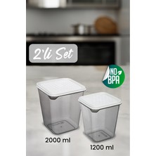 Vienev 2'li Beyaz Kapaklı Saklama Kabı