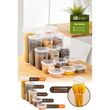 Vienev Etiketli 15'li Set Bakliyat Saklama Kabı Beyaz