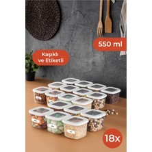 Vienev Etiketli Kaşıklı Foly Kare Erzak Saklama Kabı Seti 18LI 0,55 Küçük Boy Beyaz