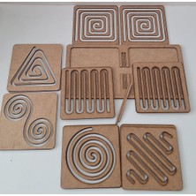 Empressco Ahşap El ve Sol El Koordinasyon Oyunu, Iki El Çizgi Seti, 6 Parça