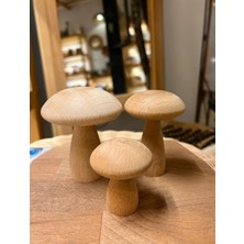 Empressco Doğal Ahşap 3'lü Mantar Seti, Dekoratif ve Şık Küçük Obje, Bej Renk Seçeneği