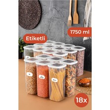 Vienev Etiketli Foly Kare Erzak Saklama Kabı Seti 18LI 1,75 Büyük Boy Beyaz