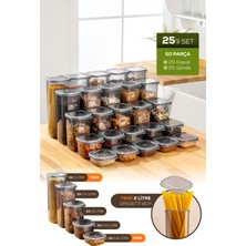 Vienev Etiketli 25'li Set Bakliyat Saklama Kabı Antrasit