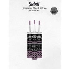 Selsil Silikonize Antrasit Gri Mastik 500 Gr. 3 Adet
