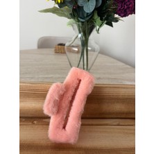 Lema Peluş Kürk Mandallı Toka Mercan Rengi Büyük