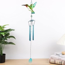 Hediye Fikri Sinek Kuşu Tasarımlı Rüzgar Çanı Metal ve Cam Malzeme Dekoratif Rüzgar Çanı
