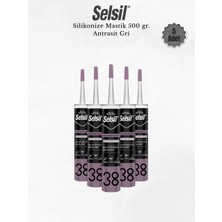 Selsil Silikonize Antrasit Gri Mastik 500 Gr. 5 Adet