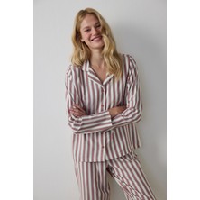 Penti Çizgili Modal Gömlek Yaka Düğmeli Pamuklu Pijama Takımı