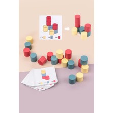 Empressco Çocuklar Için Renkli Ahşap 3D Silindir Dizme ve Puzzle Oyuncak Seti