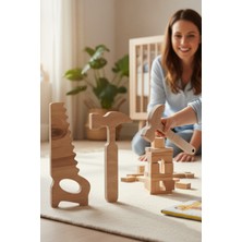 Empressco Kahverengi Ahşap Tamir Çocuk Oyuncak Seti, Eğlenceli ve Öğretici Oyun Deneyimi