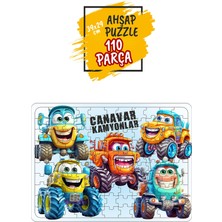 Empressco Renkli Ahşap Canavar Kamyonlar Puzzle 110 Parça Çocuk Oyunu